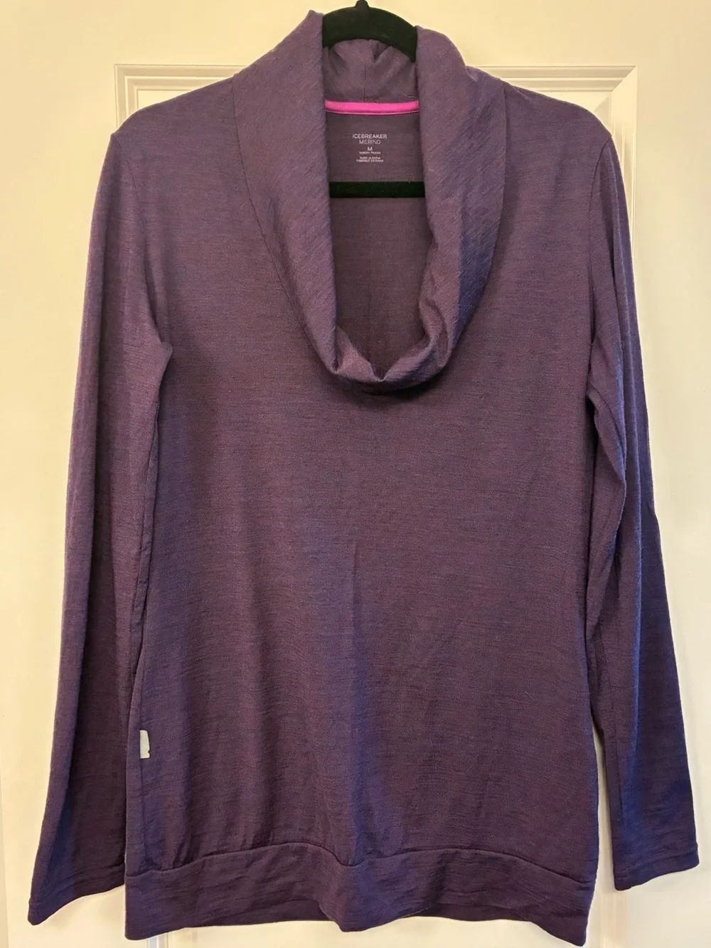 ICEBREAKER Long Sleeve 100% Wool Cowl Neck Sweater Purple Women’s Size M